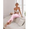 imageEkouaer Womens Silk Satin Wide Leg Pajama Sleep Pants Casual Loose Soft Lounge Pants Elastic Waist Pj Bottoms with PocketsLight Pink