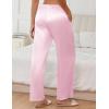 imageEkouaer Womens Silk Satin Wide Leg Pajama Sleep Pants Casual Loose Soft Lounge Pants Elastic Waist Pj Bottoms with PocketsLight Pink