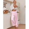 imageEkouaer Womens Silk Satin Wide Leg Pajama Sleep Pants Casual Loose Soft Lounge Pants Elastic Waist Pj Bottoms with PocketsLight Pink