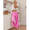 imageEkouaer Womens Silk Satin Wide Leg Pajama Sleep Pants Casual Loose Soft Lounge Pants Elastic Waist Pj Bottoms with PocketsRose Red