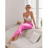 imageEkouaer Womens Silk Satin Wide Leg Pajama Sleep Pants Casual Loose Soft Lounge Pants Elastic Waist Pj Bottoms with PocketsRose Red