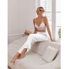 imageEkouaer Womens Silk Satin Wide Leg Pajama Sleep Pants Casual Loose Soft Lounge Pants Elastic Waist Pj Bottoms with PocketsWhite