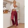 imageEkouaer Womens Silk Satin Wide Leg Pajama Sleep Pants Casual Loose Soft Lounge Pants Elastic Waist Pj Bottoms with PocketsWine Red