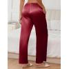 imageEkouaer Womens Silk Satin Wide Leg Pajama Sleep Pants Casual Loose Soft Lounge Pants Elastic Waist Pj Bottoms with PocketsWine Red