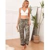 imageEkouaer Womens Soft Pajama Pants Casual Lounge Sleep Pants Stretch Pajama Bottoms Color Block Hem Pj Pants with PocketsBlack Leopard