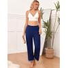 imageEkouaer Womens Soft Pajama Pants Casual Lounge Sleep Pants Stretch Pajama Bottoms Color Block Hem Pj Pants with PocketsNavy Blue