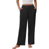 imageEkouaer Womens Pajama Pants Soft Comfy Pj Pants for Women Wide Leg Elastic Waist Sleep Bottom with PocketsBlack
