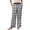 imageEkouaer Womens Pajama Pants Soft Comfy Pj Pants for Women Wide Leg Elastic Waist Sleep Bottom with PocketsBlack White Plaid
