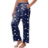 imageEkouaer Womens Silk Satin Pajama Pants Soft Comfy Loose Pj Pants Drawstring Elastic Waist Wide Leg Lounge Bottom with PocketsNavy Blue Teddy