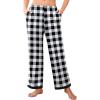 imageEkouaer Womens Soft Pajama Pants Casual Lounge Sleep Pants Stretch Pajama Bottoms Color Block Hem Pj Pants with PocketsBlack White Plaid
