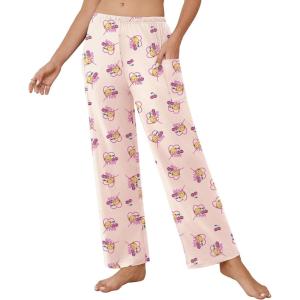 imageEkouaer Pajama Pants for Women Soft Comfy Pajama Sleep Bottoms Casual Stretch Wide Leg Lounge Pants with PocketsApricot Teddy