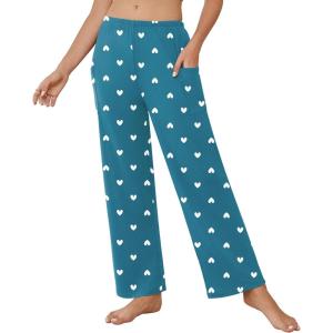 imageEkouaer Pajama Pants for Women Soft Comfy Pajama Sleep Bottoms Casual Stretch Wide Leg Lounge Pants with PocketsGreen Heart