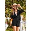 imageEkouaer 2 Piece Sets for Women Lounge Sets Button Down Matching Shorts Sets with Pockets Swiss Dot OutfitsBlack