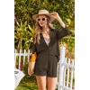 imageEkouaer 2 Piece Sets for Women Lounge Sets Button Down Matching Shorts Sets with Pockets Swiss Dot OutfitsBrown