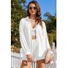 imageEkouaer 2 Piece Sets for Women Lounge Sets Button Down Matching Shorts Sets with Pockets Swiss Dot OutfitsWhite
