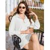 imageEkouaer 2 Piece Sets for Women Lounge Sets Button Down Matching Shorts Sets with Pockets Swiss Dot OutfitsWhite