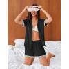 imageEkouaer Button Down Pajamas for Women Set Short Sleeve Womens Sleepwear Shorts Set 2 Piece Summer Lounge SetsBlack