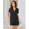 imageEkouaer Button Down Pajamas for Women Set Short Sleeve Womens Sleepwear Shorts Set 2 Piece Summer Lounge SetsBlack