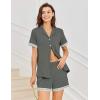 imageEkouaer Button Down Pajamas for Women Set Short Sleeve Womens Sleepwear Shorts Set 2 Piece Summer Lounge SetsDark Gray