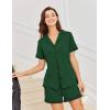 imageEkouaer Button Down Pajamas for Women Set Short Sleeve Womens Sleepwear Shorts Set 2 Piece Summer Lounge SetsDeep Green