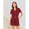 imageEkouaer Button Down Pajamas for Women Set Short Sleeve Womens Sleepwear Shorts Set 2 Piece Summer Lounge SetsDeep Red