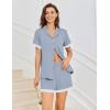 imageEkouaer Button Down Pajamas for Women Set Short Sleeve Womens Sleepwear Shorts Set 2 Piece Summer Lounge SetsGray Blue