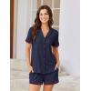 imageEkouaer Button Down Pajamas for Women Set Short Sleeve Womens Sleepwear Shorts Set 2 Piece Summer Lounge SetsNavy Blue