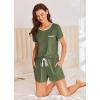imageEkouaer Womens Pajama Set Ribbed Knit Soft Shorts Pjs Summer Sleepwear Two Piece Casual Lounge Sets with Drawstring ampamp PocketsArmy Green