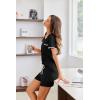 imageEkouaer Womens Pajama Set Ribbed Knit Soft Shorts Pjs Summer Sleepwear Two Piece Casual Lounge Sets with Drawstring ampamp PocketsBlack