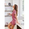 imageEkouaer Womens Pajama Set Ribbed Knit Soft Shorts Pjs Summer Sleepwear Two Piece Casual Lounge Sets with Drawstring ampamp PocketsDark Pink