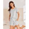 imageEkouaer Womens Pajama Set Ribbed Knit Soft Shorts Pjs Summer Sleepwear Two Piece Casual Lounge Sets with Drawstring ampamp PocketsLight Gray
