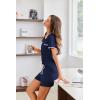 imageEkouaer Womens Pajama Set Ribbed Knit Soft Shorts Pjs Summer Sleepwear Two Piece Casual Lounge Sets with Drawstring ampamp PocketsNavy Blue