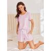 imageEkouaer Womens Pajama Set Ribbed Knit Soft Shorts Pjs Summer Sleepwear Two Piece Casual Lounge Sets with Drawstring ampamp PocketsPink