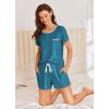 imageEkouaer Womens Pajama Set Ribbed Knit Soft Shorts Pjs Summer Sleepwear Two Piece Casual Lounge Sets with Drawstring ampamp PocketsSlate Teal