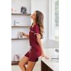 imageEkouaer Womens Pajama Set Ribbed Knit Soft Shorts Pjs Summer Sleepwear Two Piece Casual Lounge Sets with Drawstring ampamp PocketsWine Red