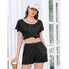 imageEkouaer Womens Pajama Set Summer Short Sleeve Pjs Sleepwear Cute 2 Piece Lounge Sets SXXLBlack