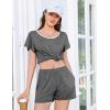 imageEkouaer Womens Pajama Set Summer Short Sleeve Pjs Sleepwear Cute 2 Piece Lounge Sets SXXLDeep Floral Gray