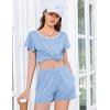 imageEkouaer Womens Pajama Set Summer Short Sleeve Pjs Sleepwear Cute 2 Piece Lounge Sets SXXLLight Blue