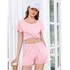 imageEkouaer Womens Pajama Set Summer Short Sleeve Pjs Sleepwear Cute 2 Piece Lounge Sets SXXLPink