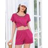 imageEkouaer Womens Pajama Set Summer Short Sleeve Pjs Sleepwear Cute 2 Piece Lounge Sets SXXLRose Red