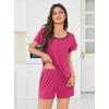 imageEkouaer Womens Pajama Set Summer Short Sleeve Pjs Sleepwear Cute 2 Piece Lounge Sets SXXLRose Red