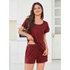 imageEkouaer Womens Pajama Set Summer Short Sleeve Pjs Sleepwear Cute 2 Piece Lounge Sets SXXLWine Red