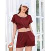 imageEkouaer Womens Pajama Set Summer Short Sleeve Pjs Sleepwear Cute 2 Piece Lounge Sets SXXLWine Red