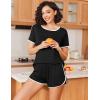 imageEkouaer Womens Pajama Sets Color Block Short Sleeve Sleepwear Soft Pjs Sets Summer 2 Piece Lounge Set with Pockets SXXLBlack With White Piping