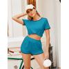 imageEkouaer Womens Pajama Sets Color Block Short Sleeve Sleepwear Soft Pjs Sets Summer 2 Piece Lounge Set with Pockets SXXLBlue Green