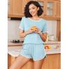 imageEkouaer Womens Pajama Sets Color Block Short Sleeve Sleepwear Soft Pjs Sets Summer 2 Piece Lounge Set with Pockets SXXLLight Blue