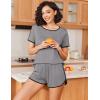 imageEkouaer Womens Pajama Sets Color Block Short Sleeve Sleepwear Soft Pjs Sets Summer 2 Piece Lounge Set with Pockets SXXLMedium Flower Grey