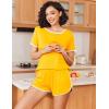 imageEkouaer Womens Pajama Sets Color Block Short Sleeve Sleepwear Soft Pjs Sets Summer 2 Piece Lounge Set with Pockets SXXLMedium Yellow