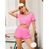 imageEkouaer Womens Pajama Sets Color Block Short Sleeve Sleepwear Soft Pjs Sets Summer 2 Piece Lounge Set with Pockets SXXLPeach Pink