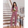 imageEkouaer Womens Pajama Sets Long Sleeve Sleepwear Soft Button Down Pjs 2 Piece Loungewear witn Pants SXXLOld Rose